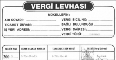 Vergi Levhası Tasdiki